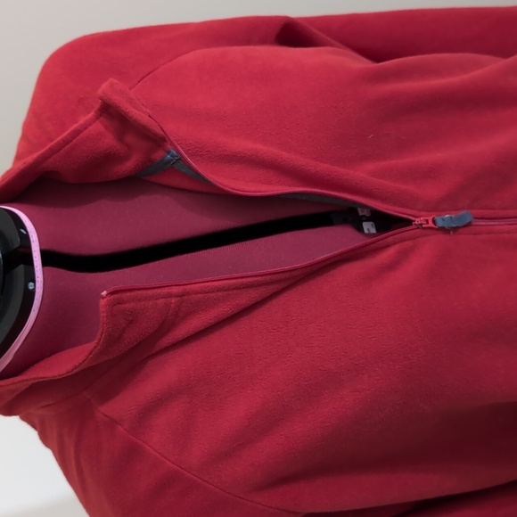 Carole Hockman| Red Full Zippered Long Sleeve Fleece Sweater With Pockets - Picture 6 of 13